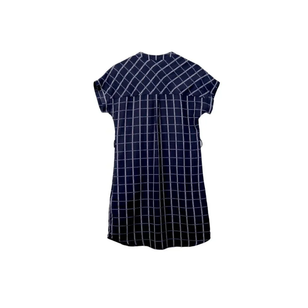 EUC Monteau Summer Dress Mini - Size Small - Navy blue/white herringbone pattern